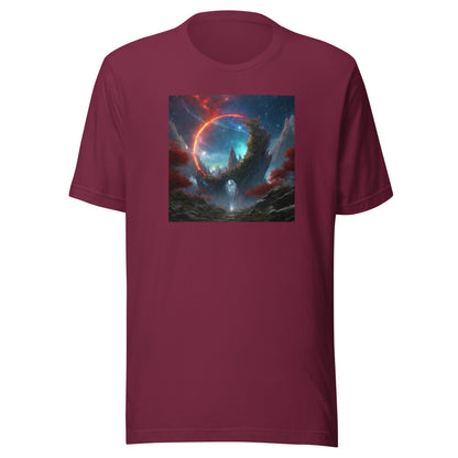 Ring of Fire Futuristic Landscape Men's Graphic Tee Maroon