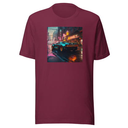 Cyberpunk Car Men's Futuristic T-Shirt Maroon