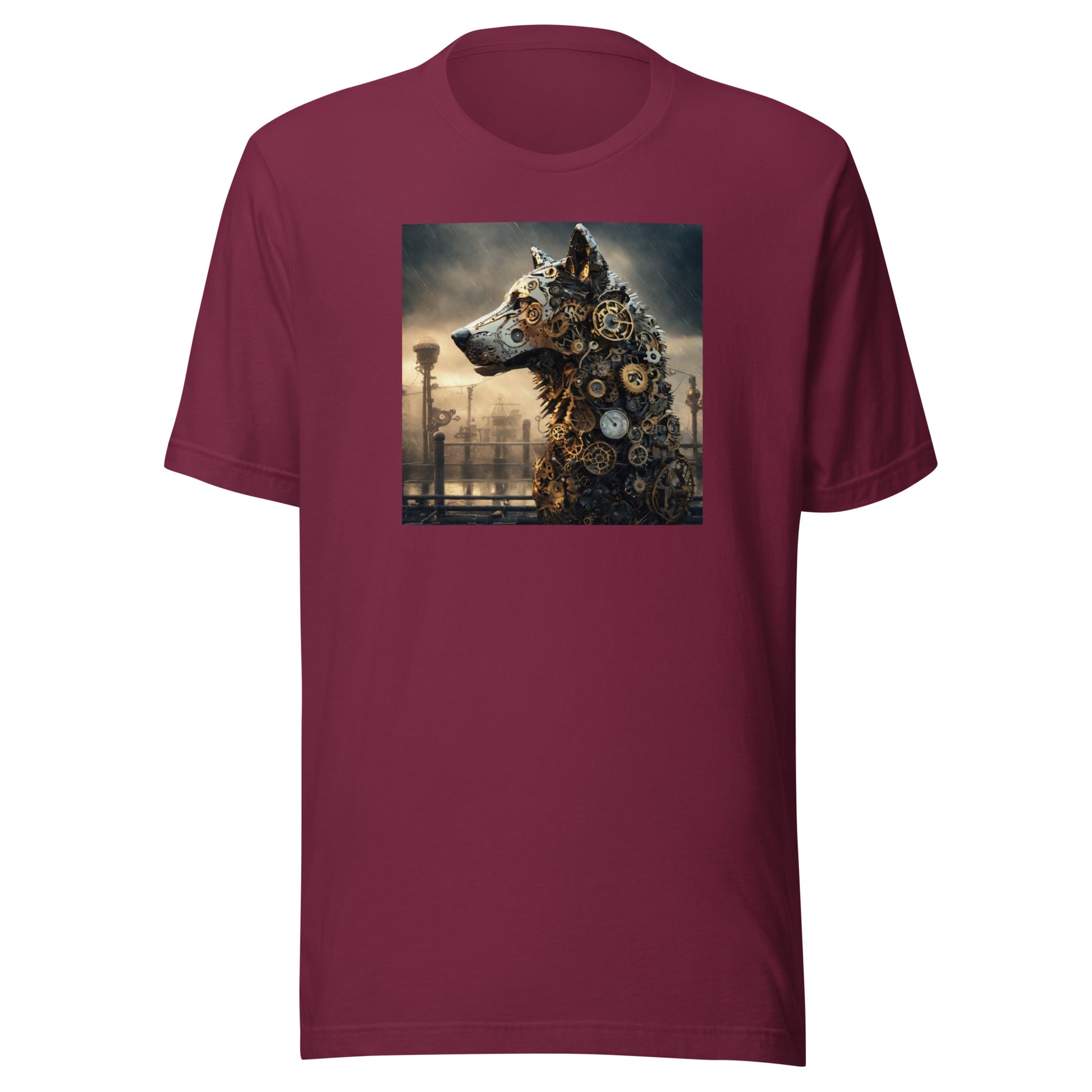 Clockwork Canine Men's SteampunkT-Shirt Maroon