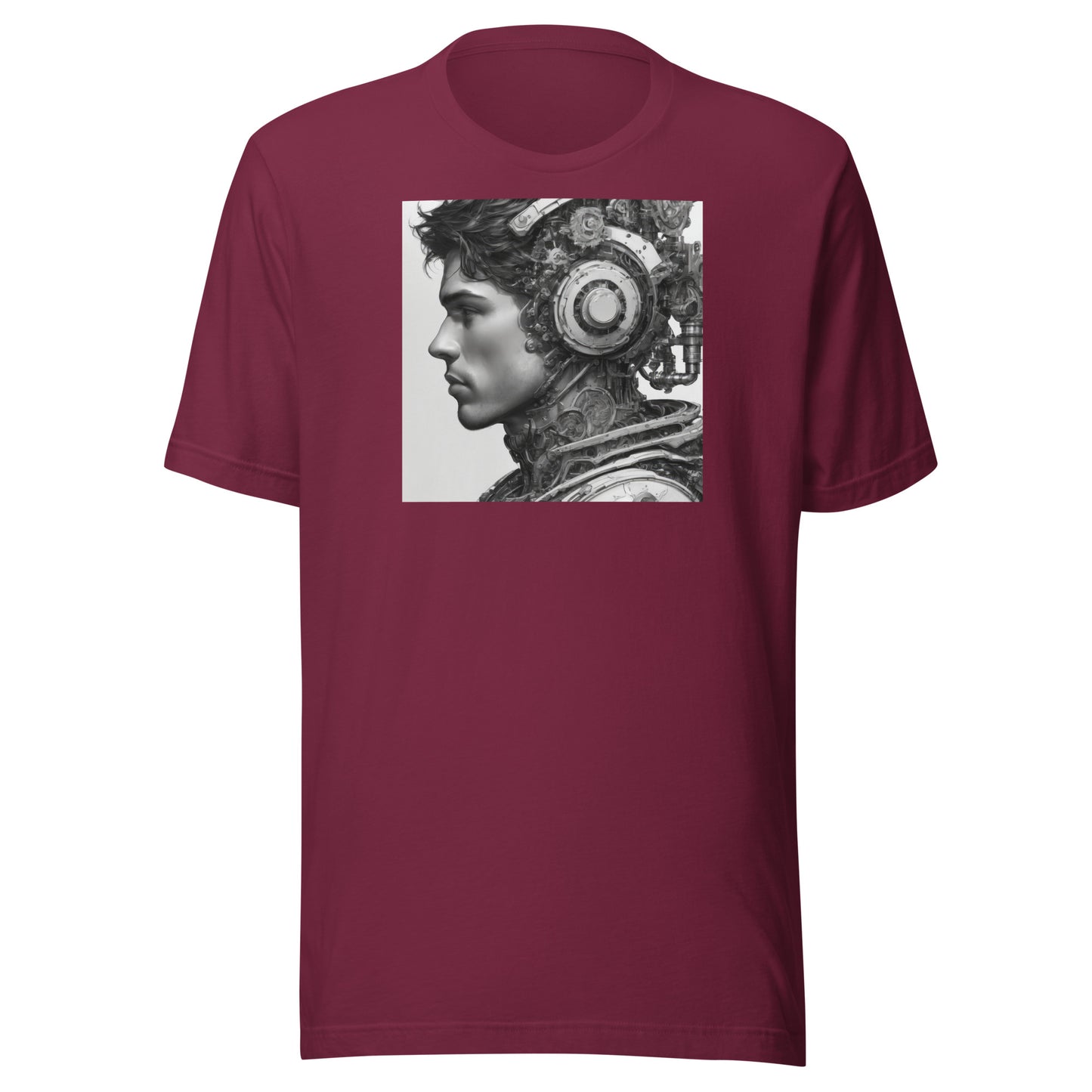 Bio-Mechanical Man Men's Sci-Fi T-Shirt Maroon