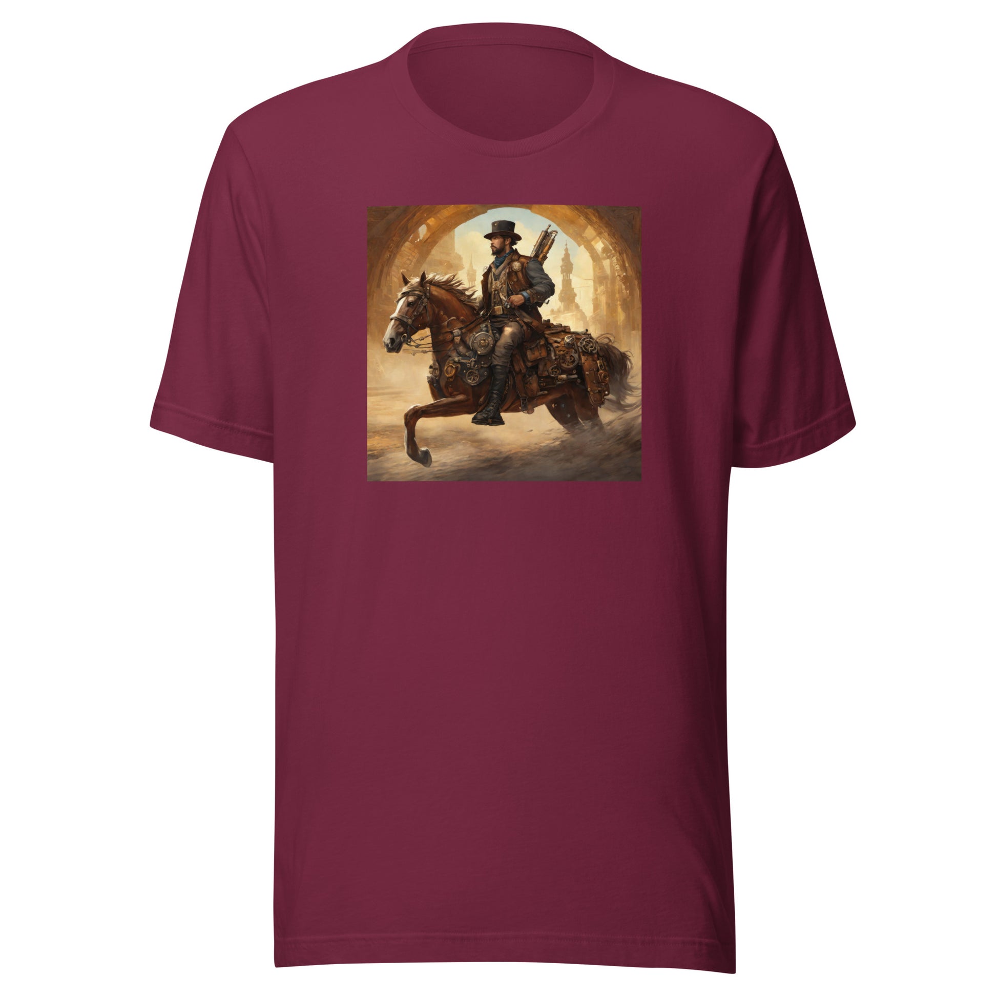 Geared Up Gunslinger Men's Steampunk T-Shirt Maroon