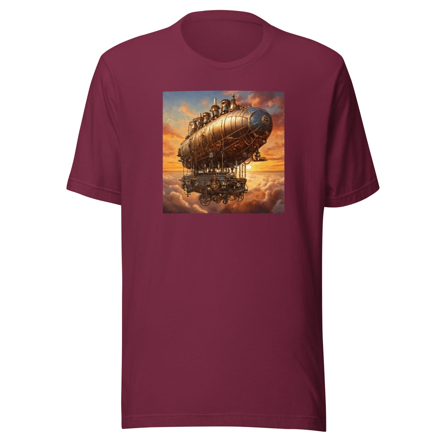 Amazing Airship Men's Steampunk T-Shirt Maroon