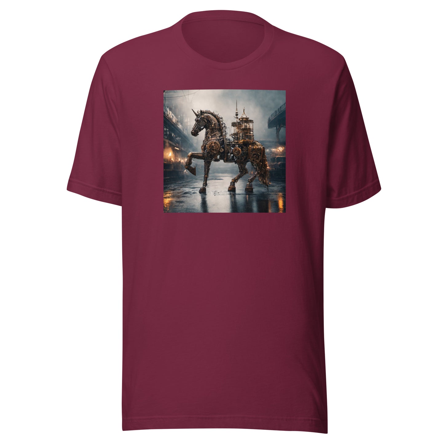 Steampunked Horse Men's Graphic Tee Maroon