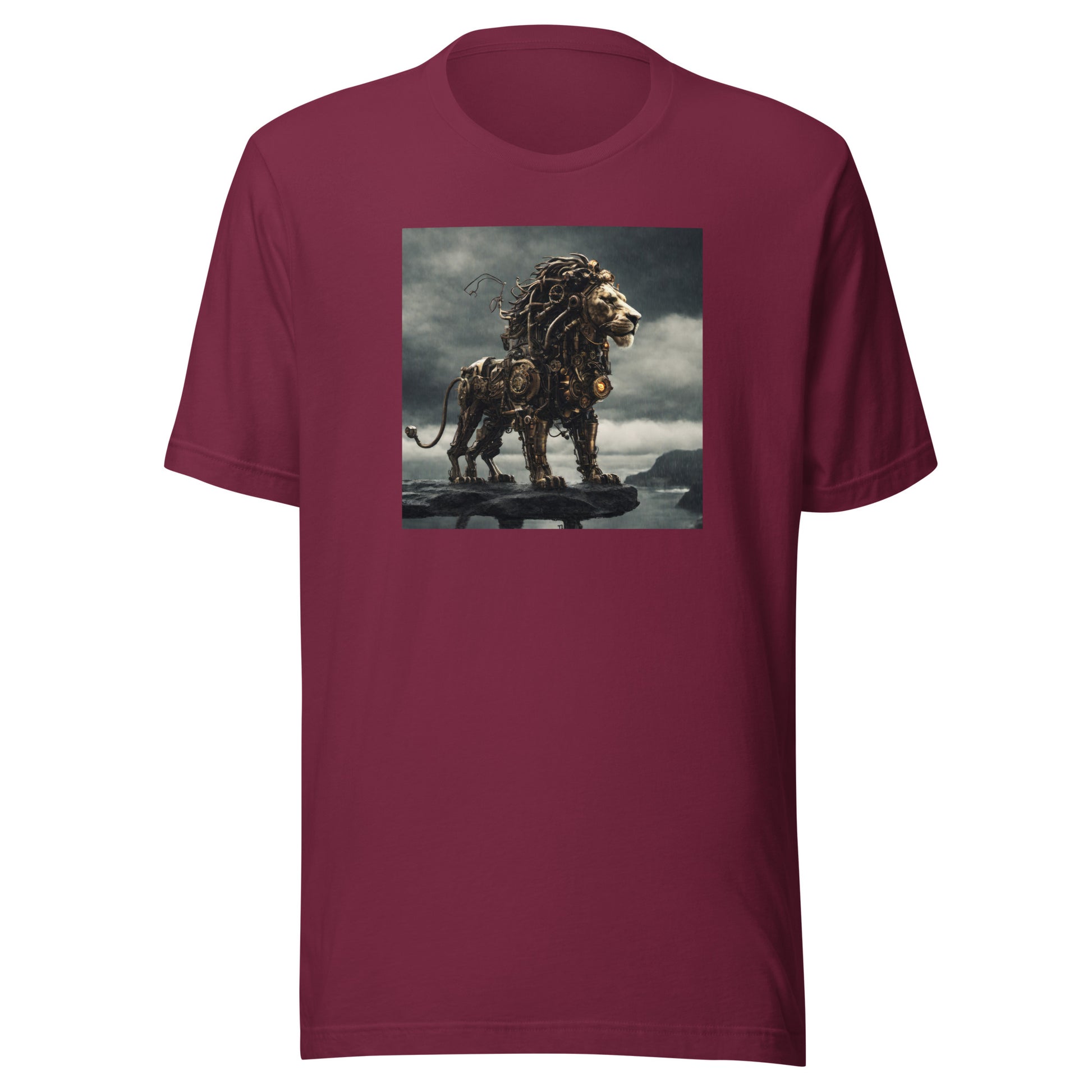 Gears of Gold Lion Men's T-Shirt Maroon