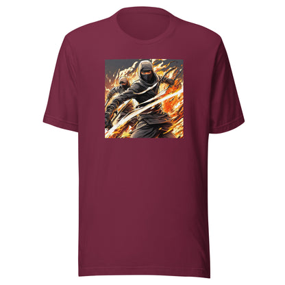 Flame-Wielding Assassin Men's Anime T-Shirt Maroon