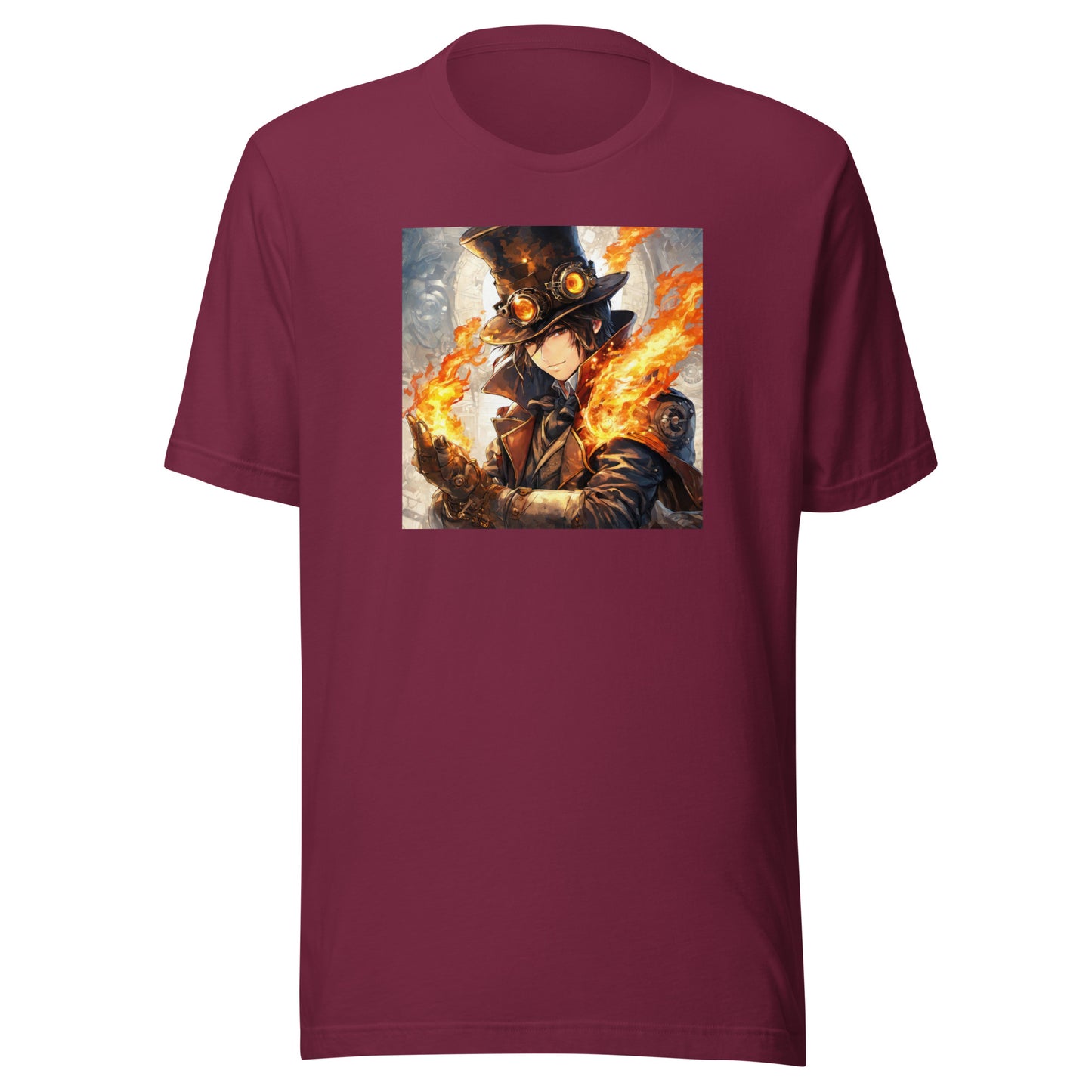 Steampunk Firebender Men's Anime T-Shirt Maroon