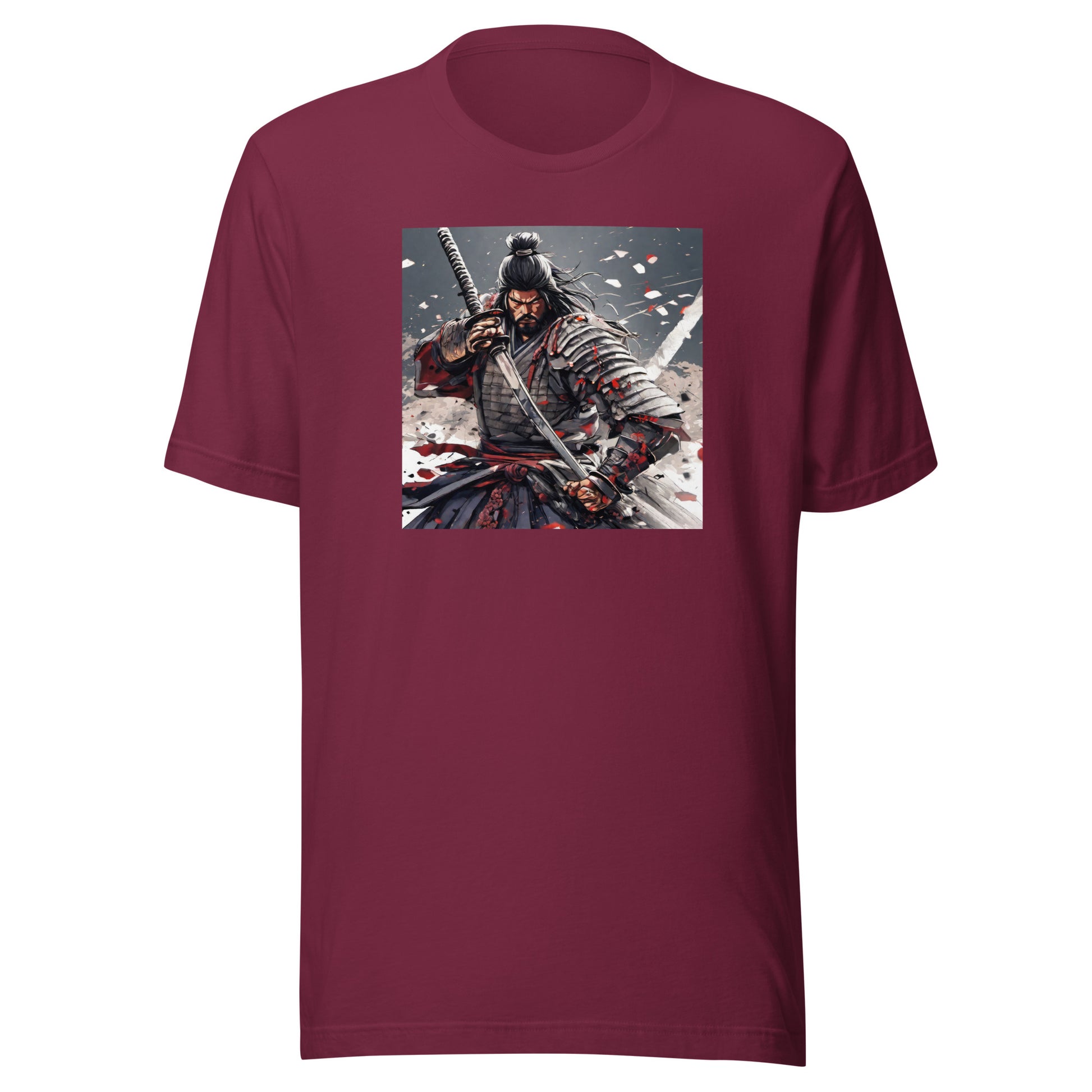 Fierce Samurai Men's Anime T-Shirt Maroon