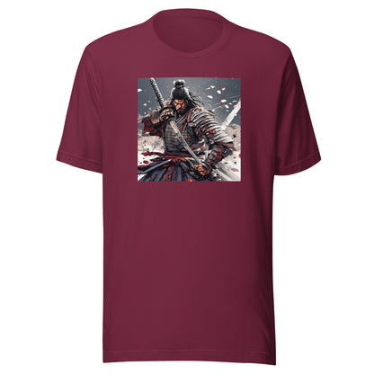 Fierce Samurai Men's Anime T-Shirt Maroon