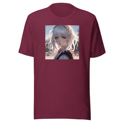 Sun-kissed Gaze Men's Anime Girl T-Shirt Maroon