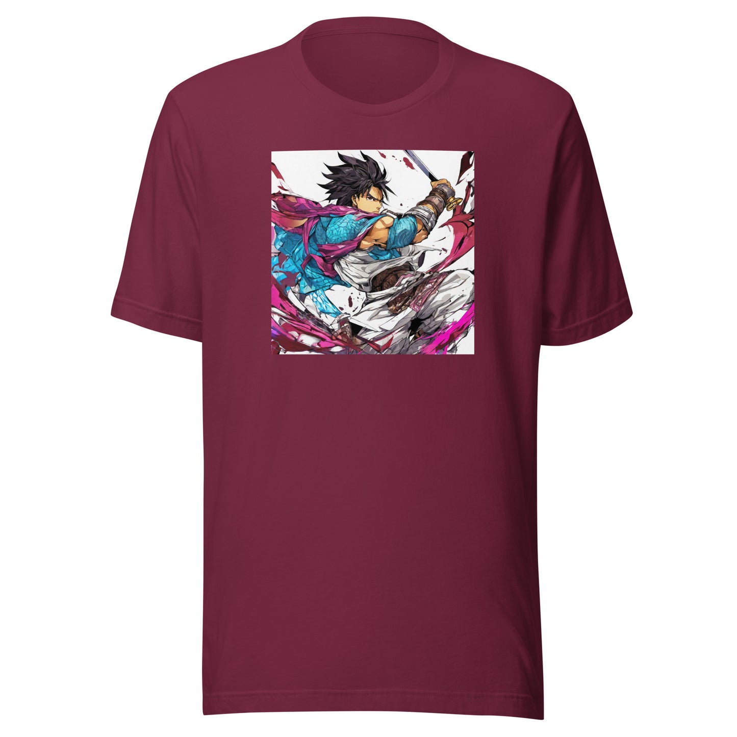 Mighty Fighter Men's Anime T-Shirt Maroon