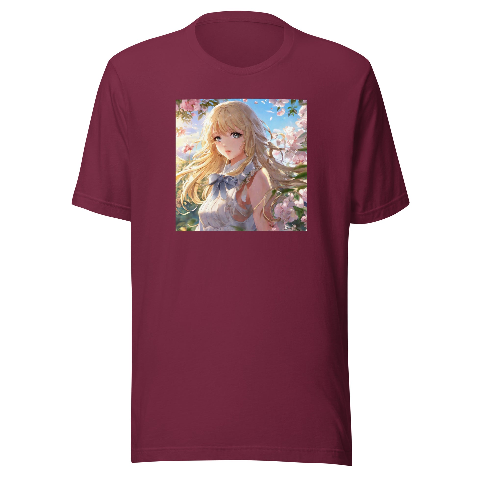 Timeless Beauty Men's Anime T-Shirt Maroon