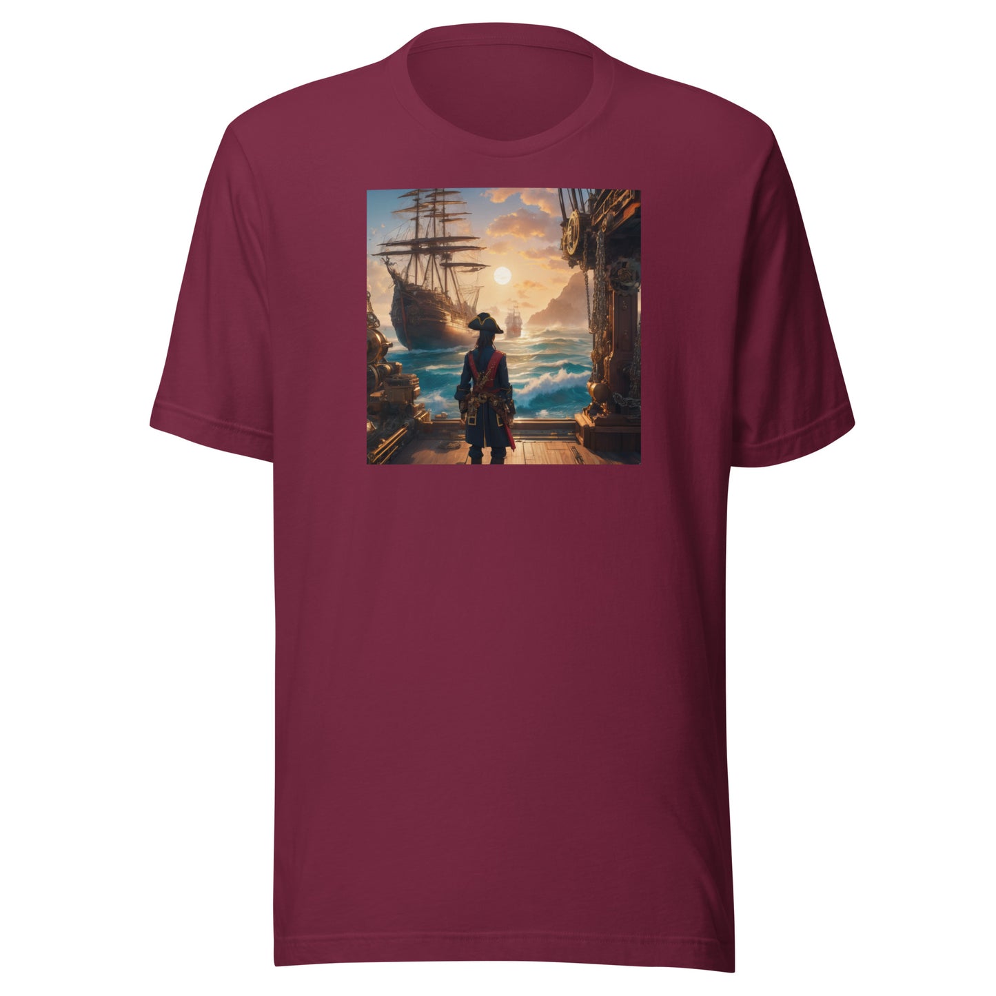 The Captain Awaits Men's Anime T-Shirt Maroon