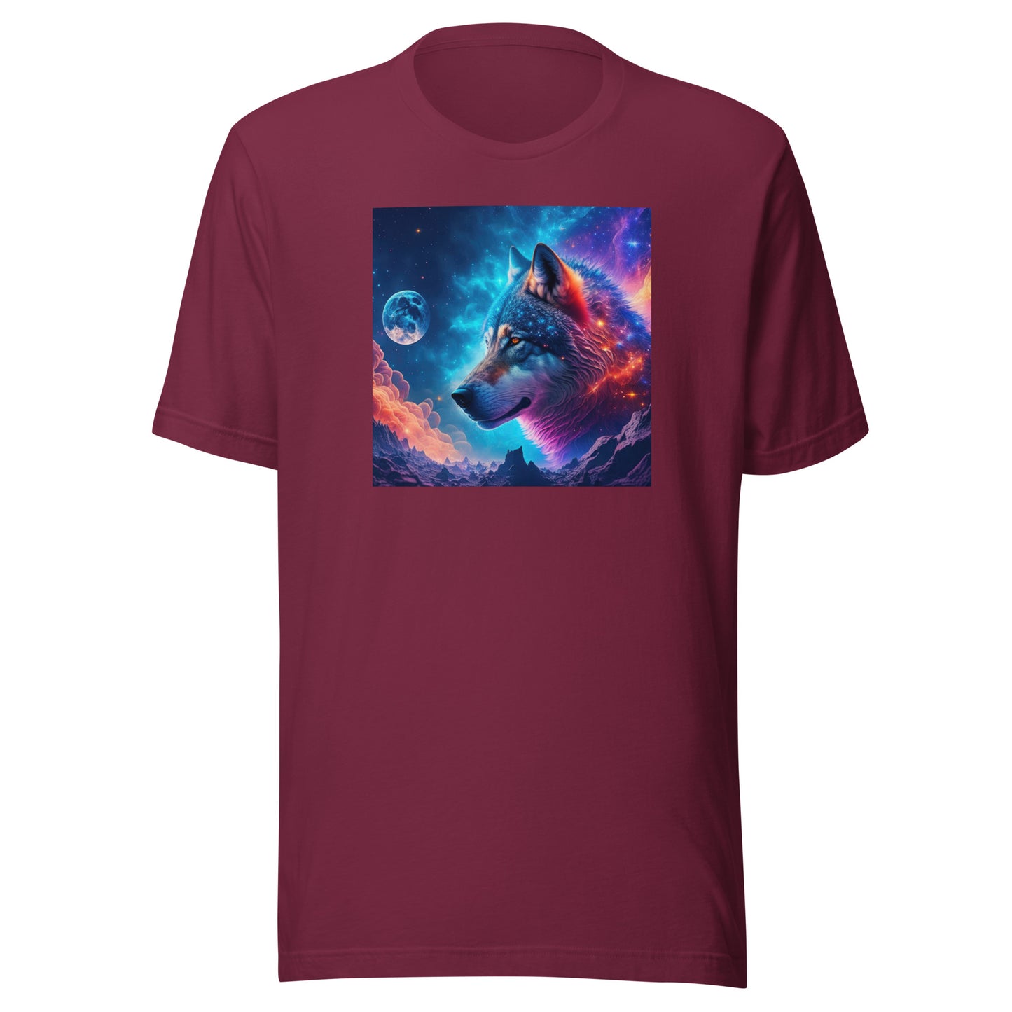 Majestic Wolf Men's Graphic Tee Maroon