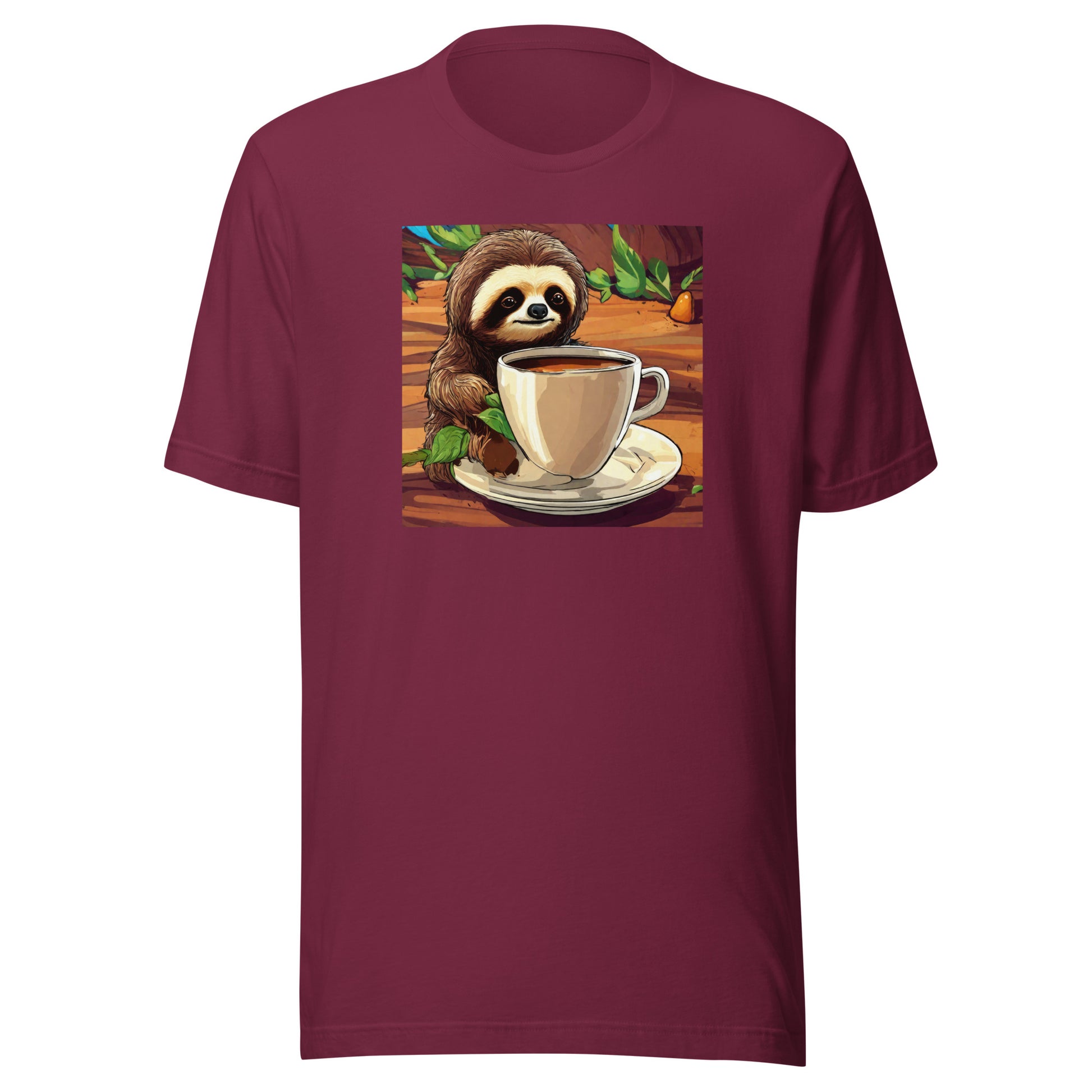 Slow Morning Men's Funny Sloth T-Shirt Maroon