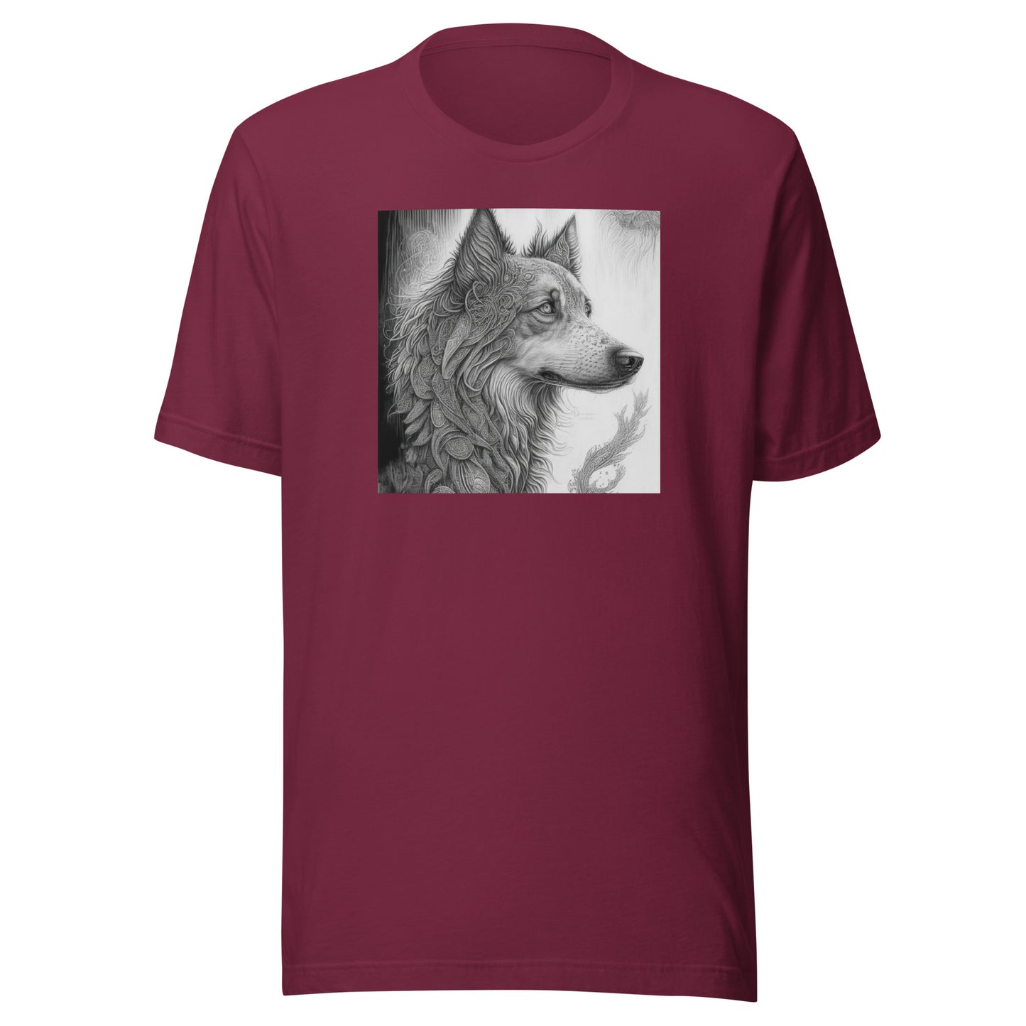 Serene Wolf Men's Graphic Tee Maroon