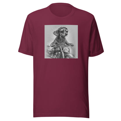 Happy Dachshund Biker Men's Graphic Tee Maroon