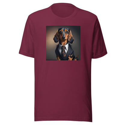 Dapper Dachshund Men's Dog Lover T-Shirt Maroon