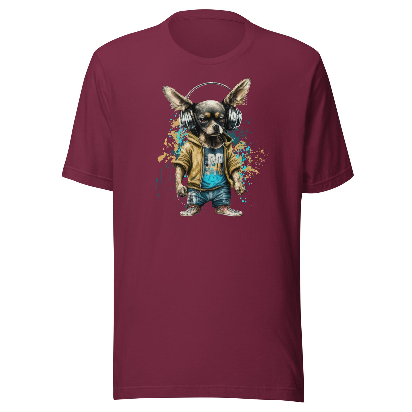 Cool Beats Chihuahua Men's Animal T-Shirt Maroon