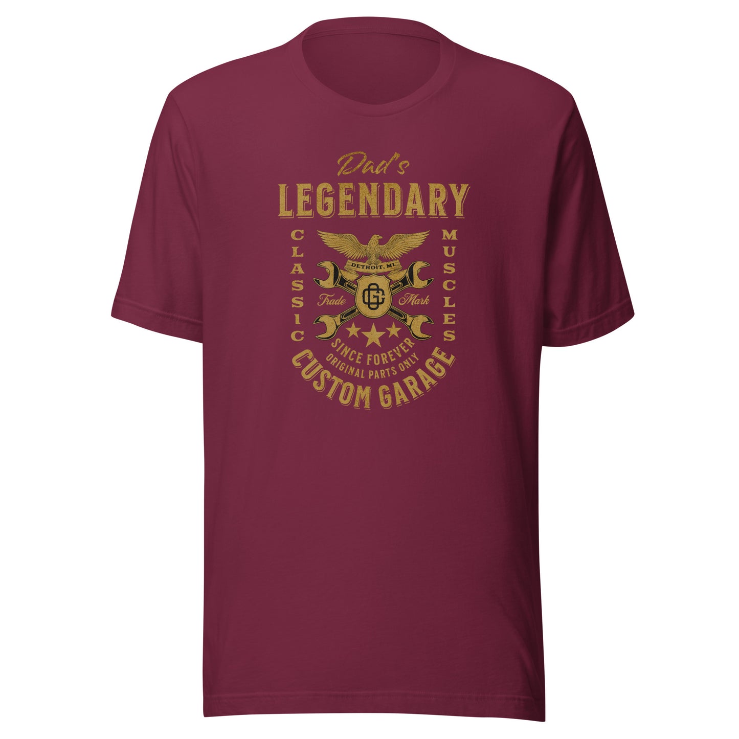 Dad's Legendary Custom Garage T-Shirt Gift for Dad Maroon