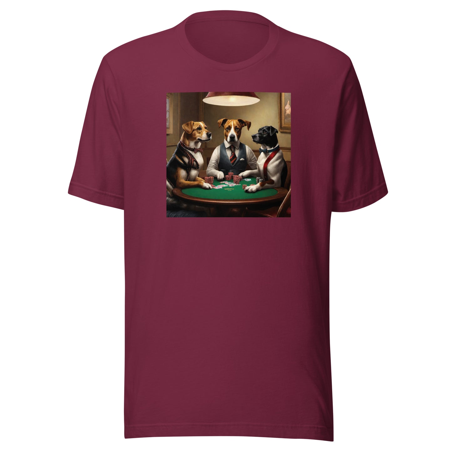 Poker Playing Pooches Men's Funny T-Shirt Maroon