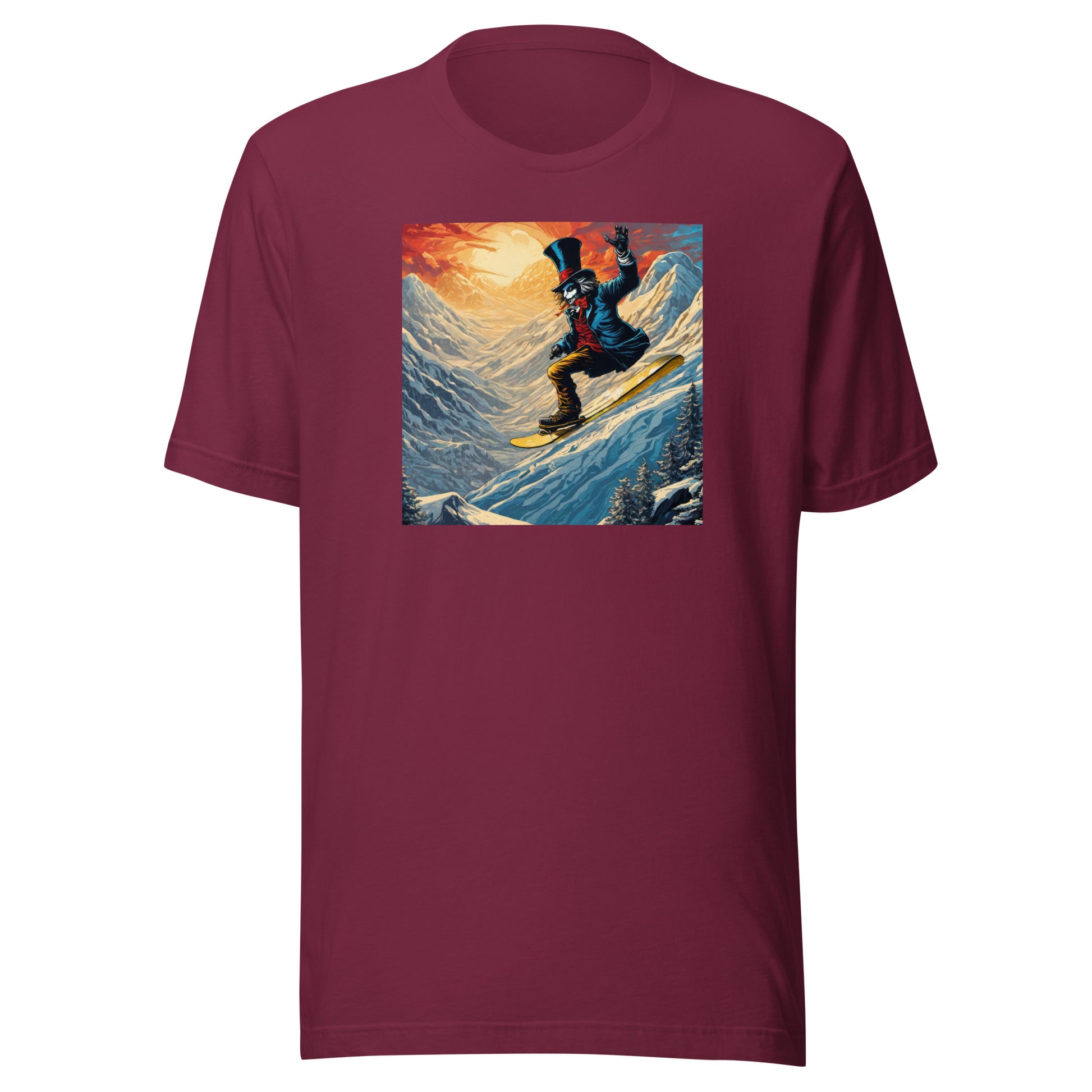 Mad Hatter Snowboarding Men's T-Shirt Maroon