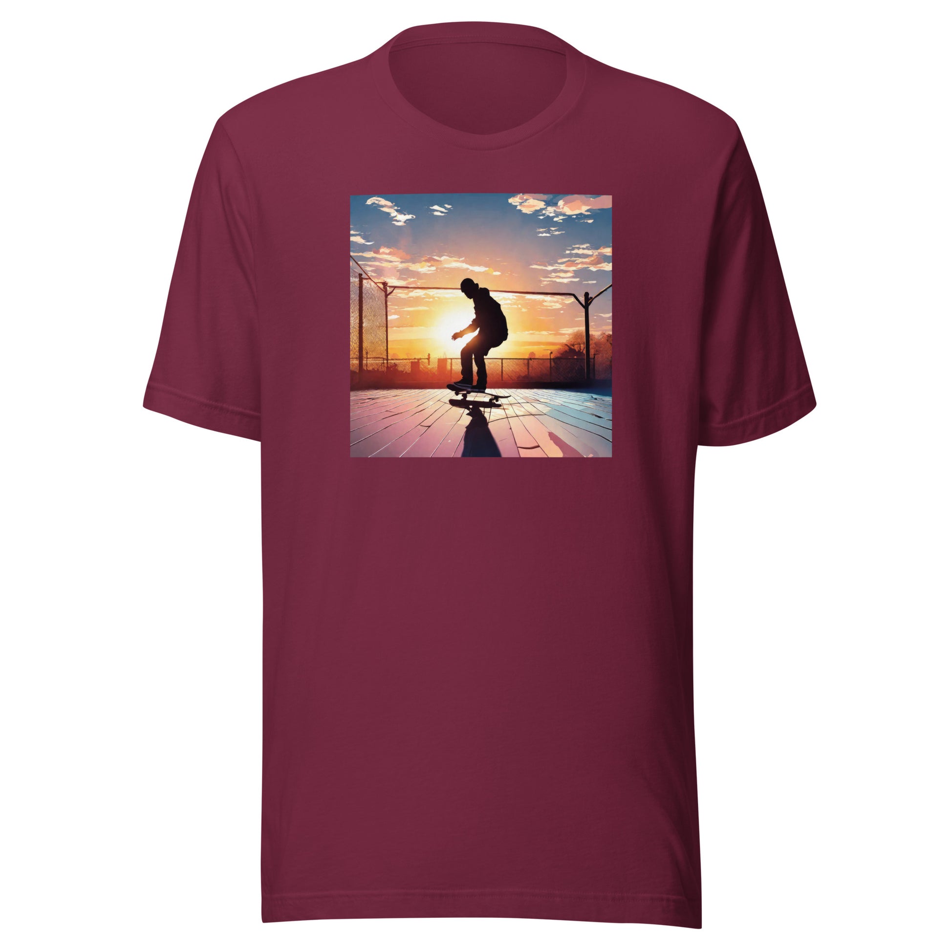 Skateboarding in the Sunset Men's T-Shirt Maroon