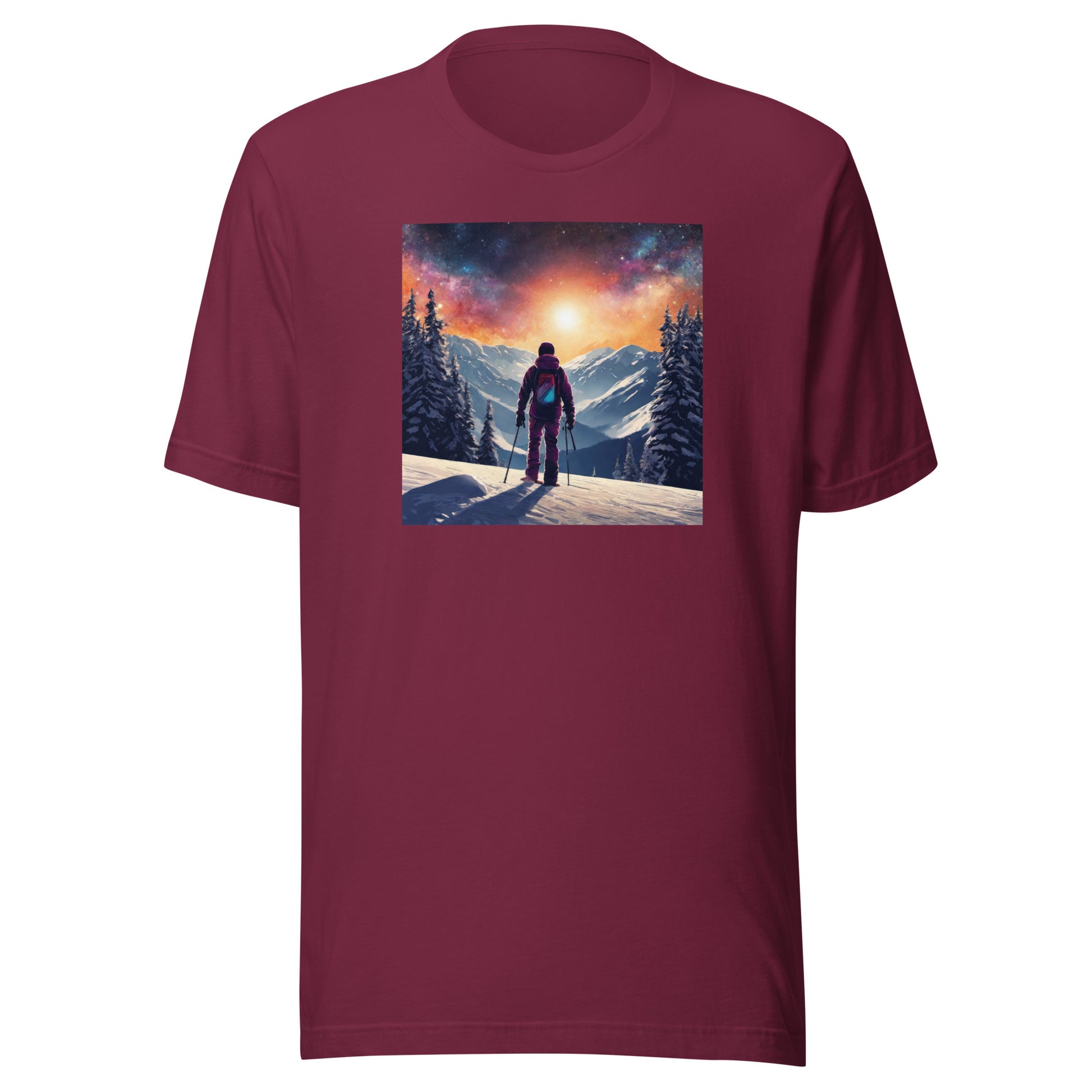 Peak of the Mountain Men's Skiing T-Shirt Maroon