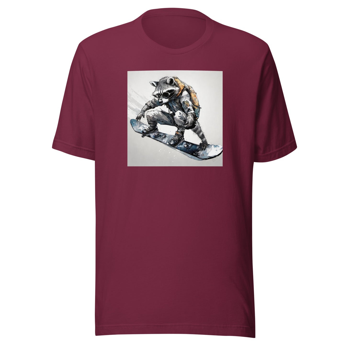 Raccoon Snowboarder Men's T-Shirt Maroon