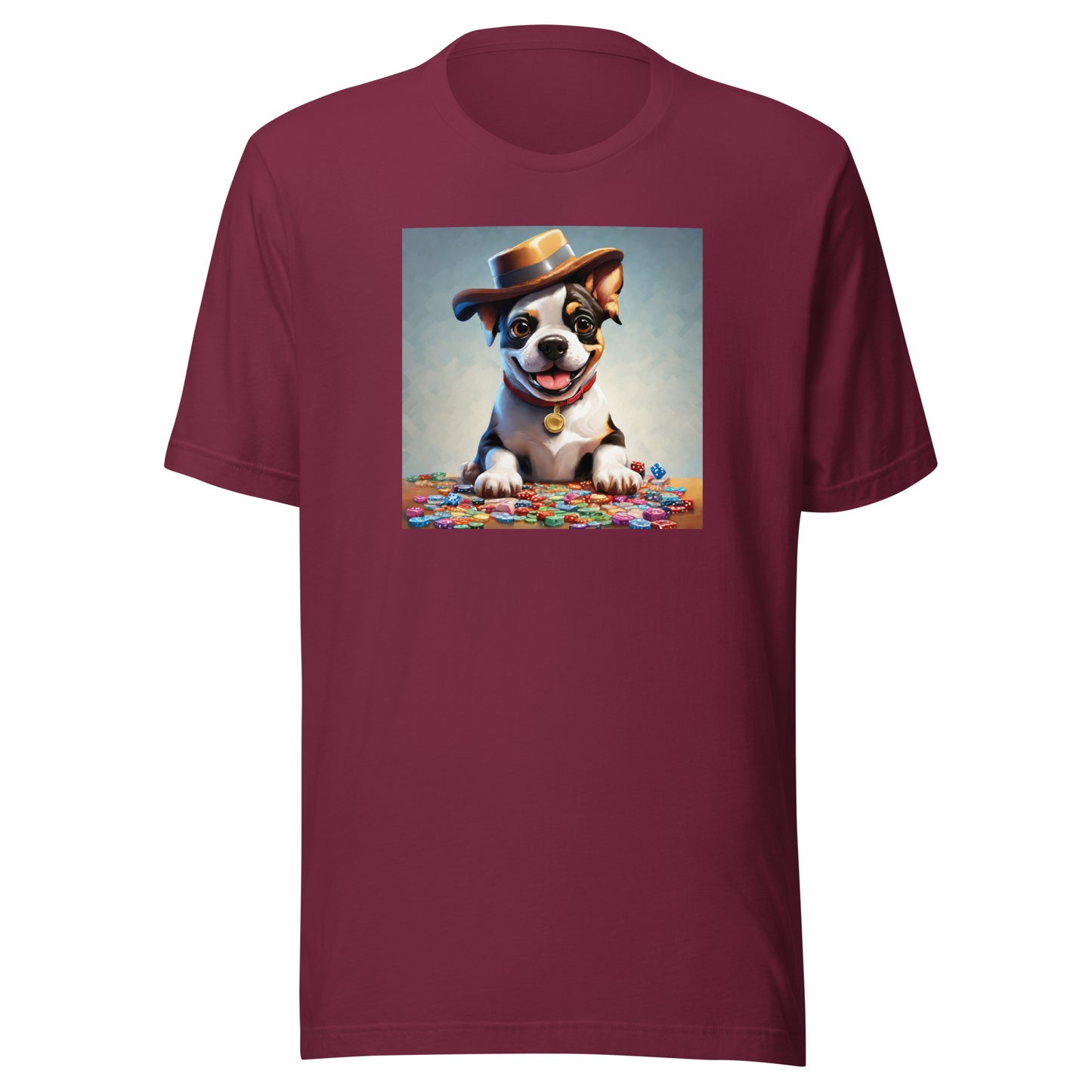 Lucky Dog Poker Night Men's T-Shirt Maroon