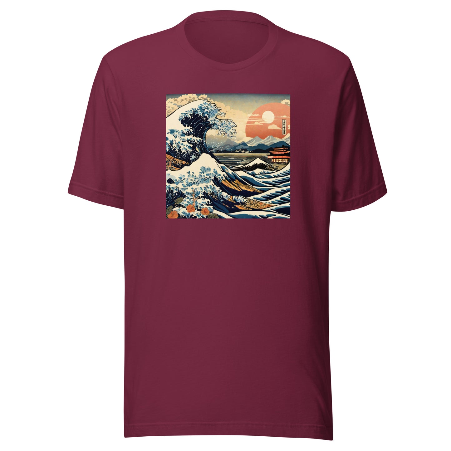 Ukiyo-e Wave Men's T-Shirt Maroon