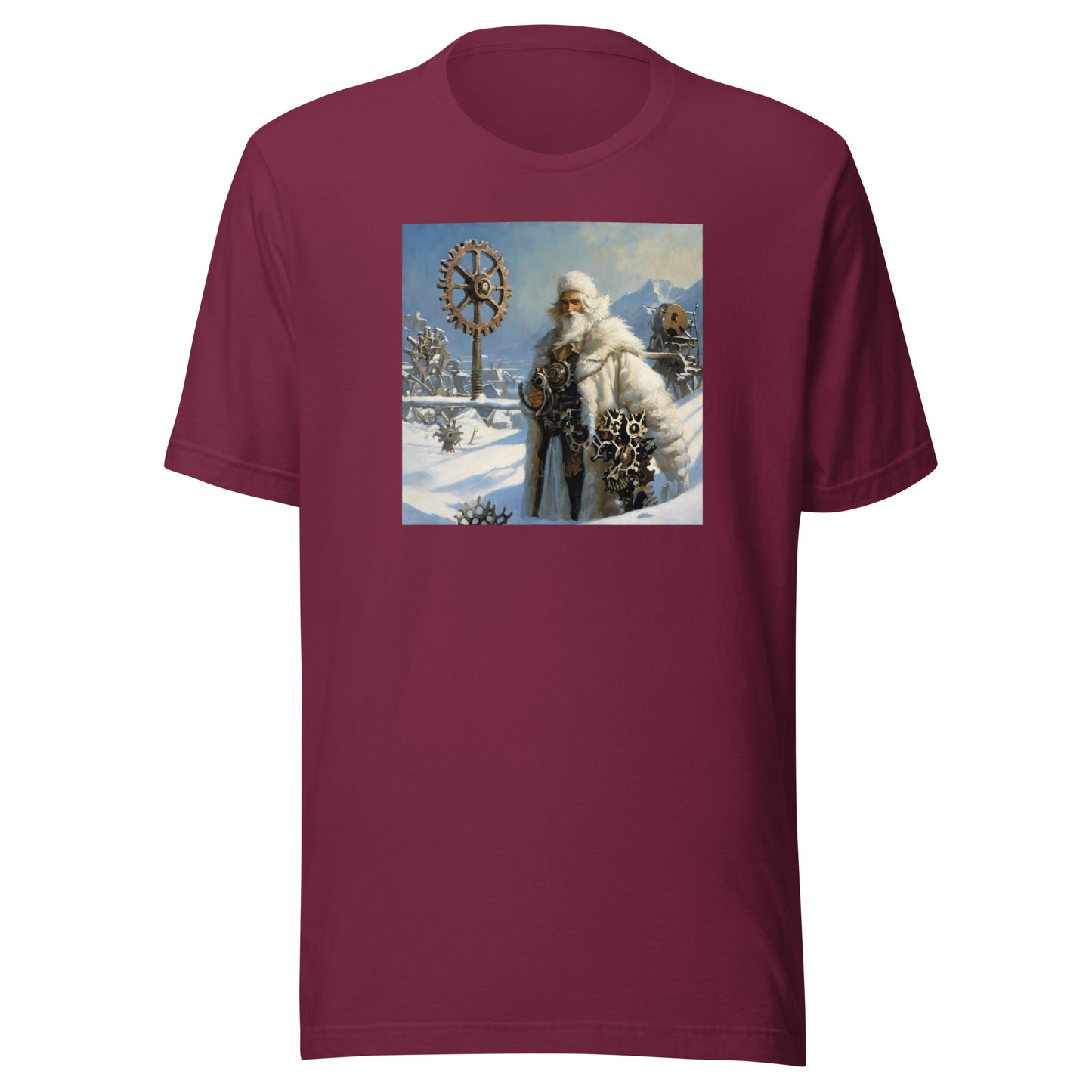 Frosty St Nick Santa Winter Christmas T-Shirt for Men Maroon