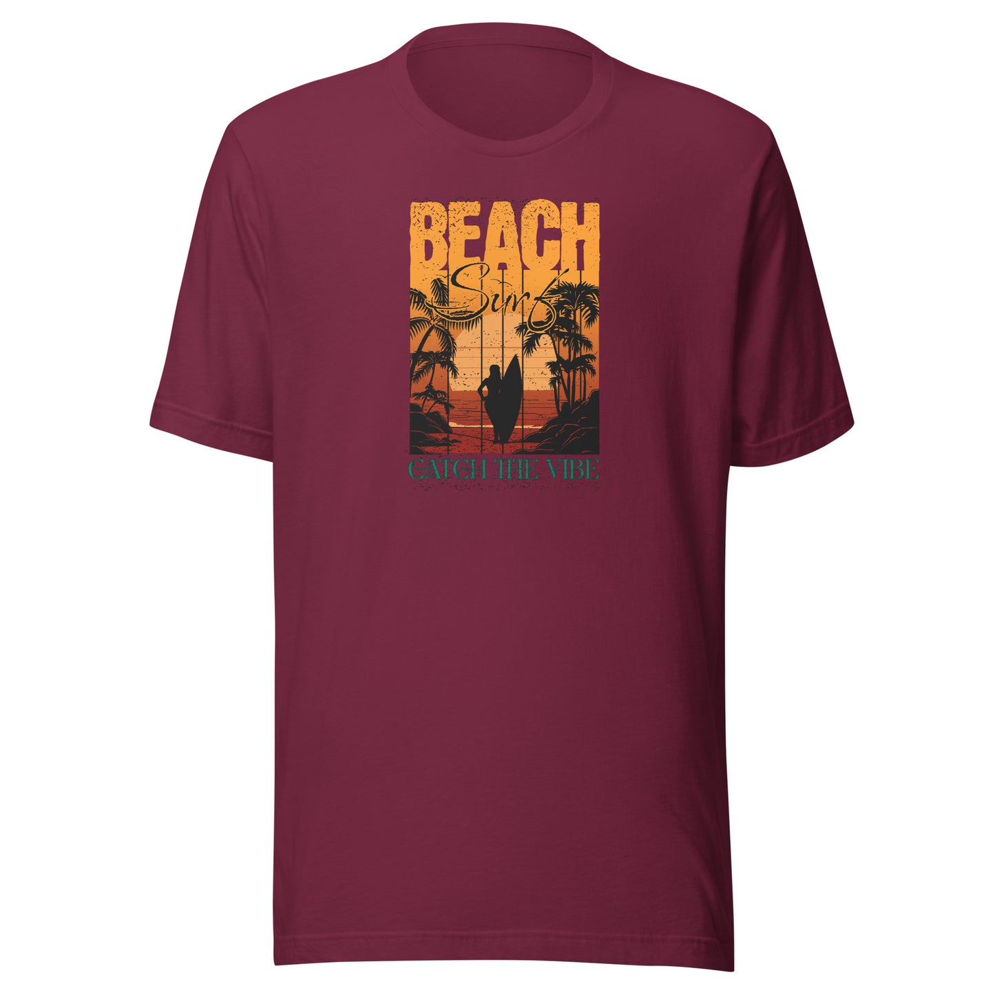 Catch the Beach Vibe Surfing Men's T-Shirt Maroon