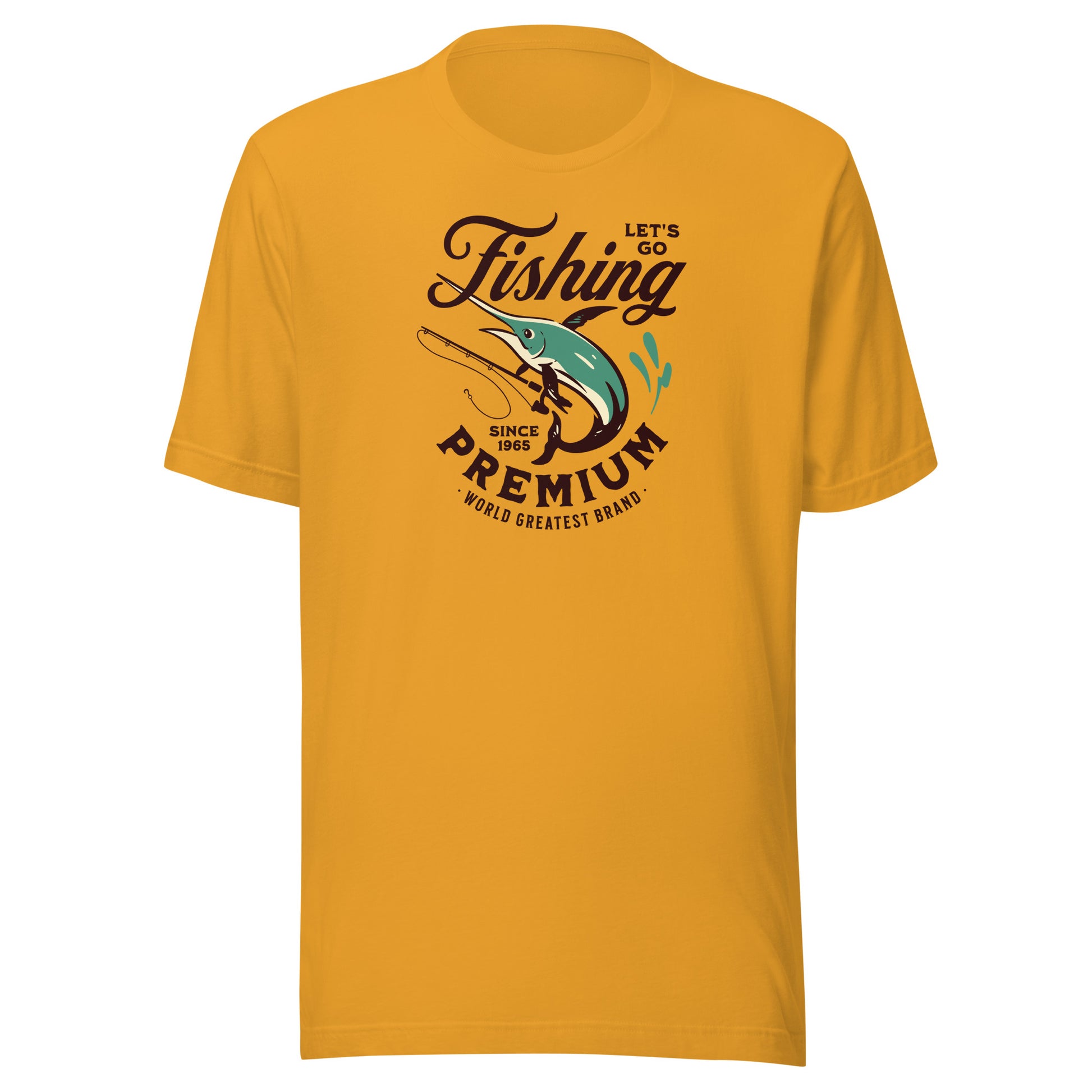 Let's Go Fishing T-Shirt Gift for Dad Mustard