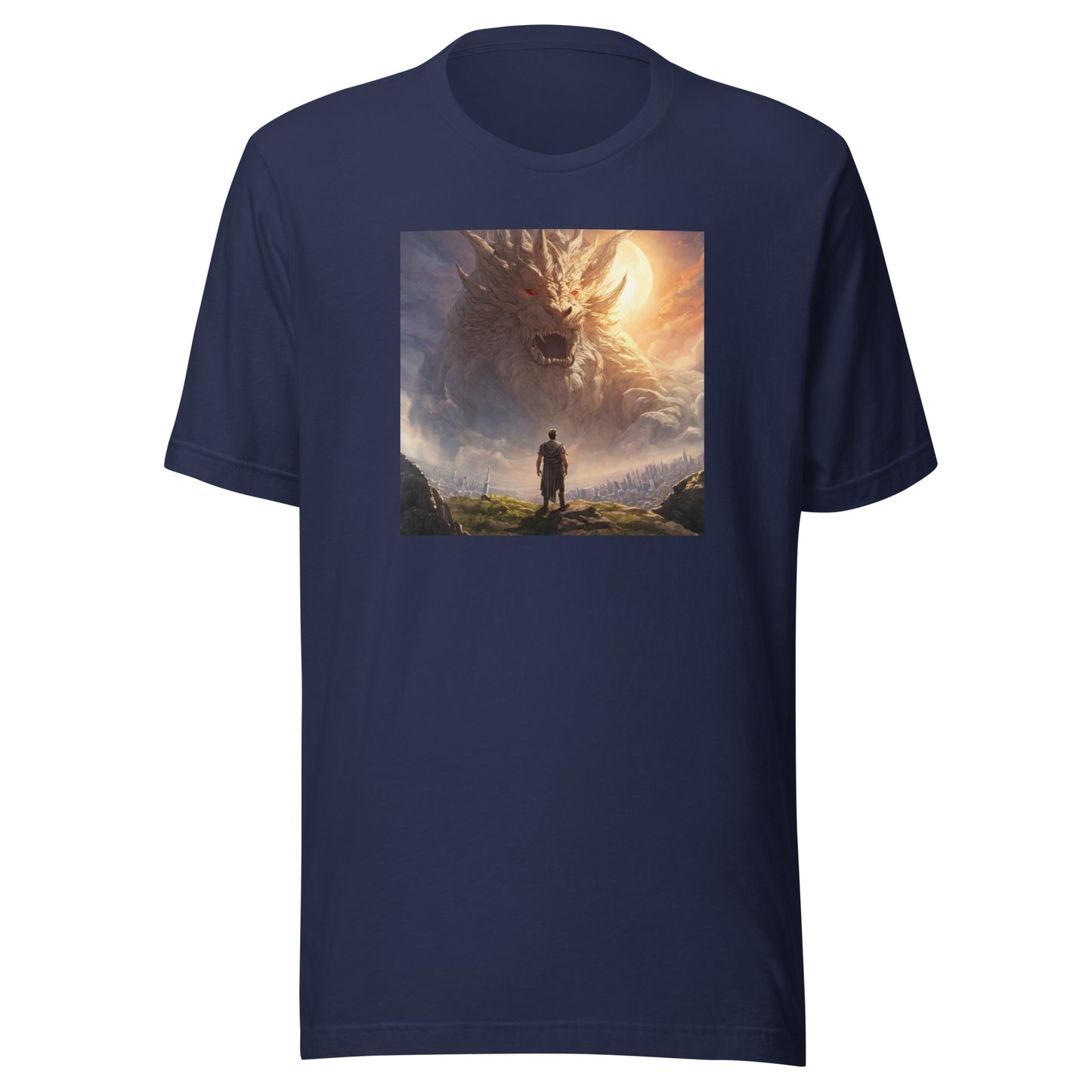 Small Warrior Facing a Giant Beast Men's T-Shirt Navy