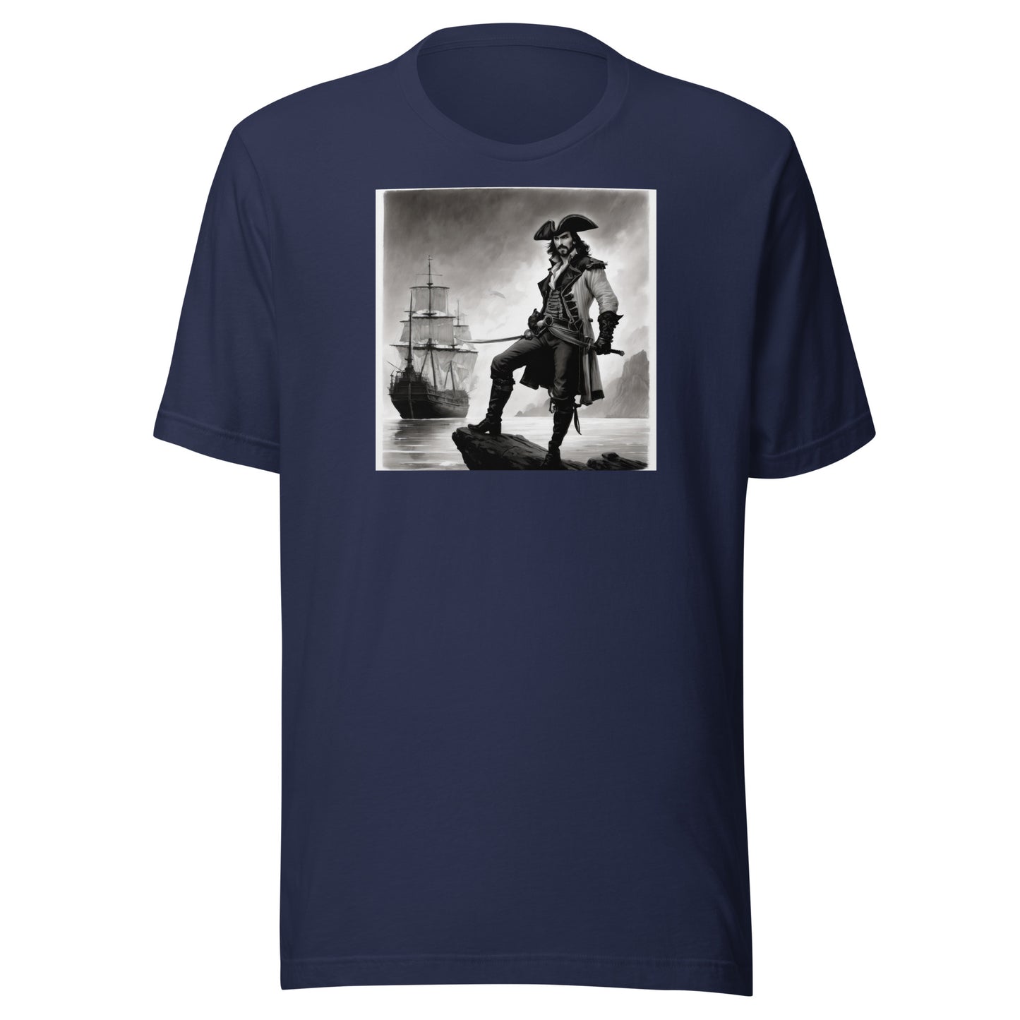 Captain Hook on the High Seas Men's Fairy Tale T-Shirt Navy