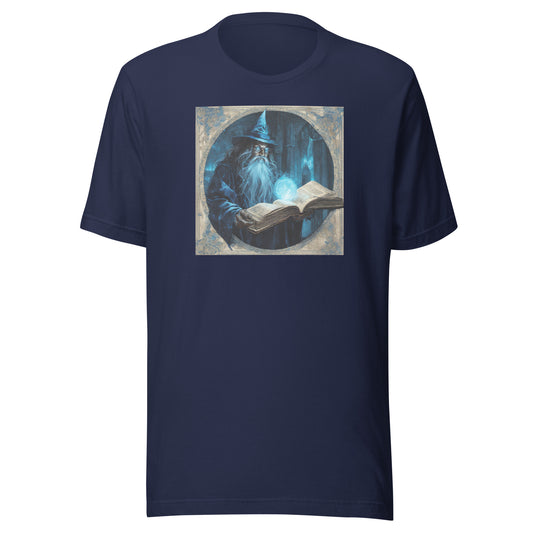 Wizard with Spell Book Men's T-Shirt Navy