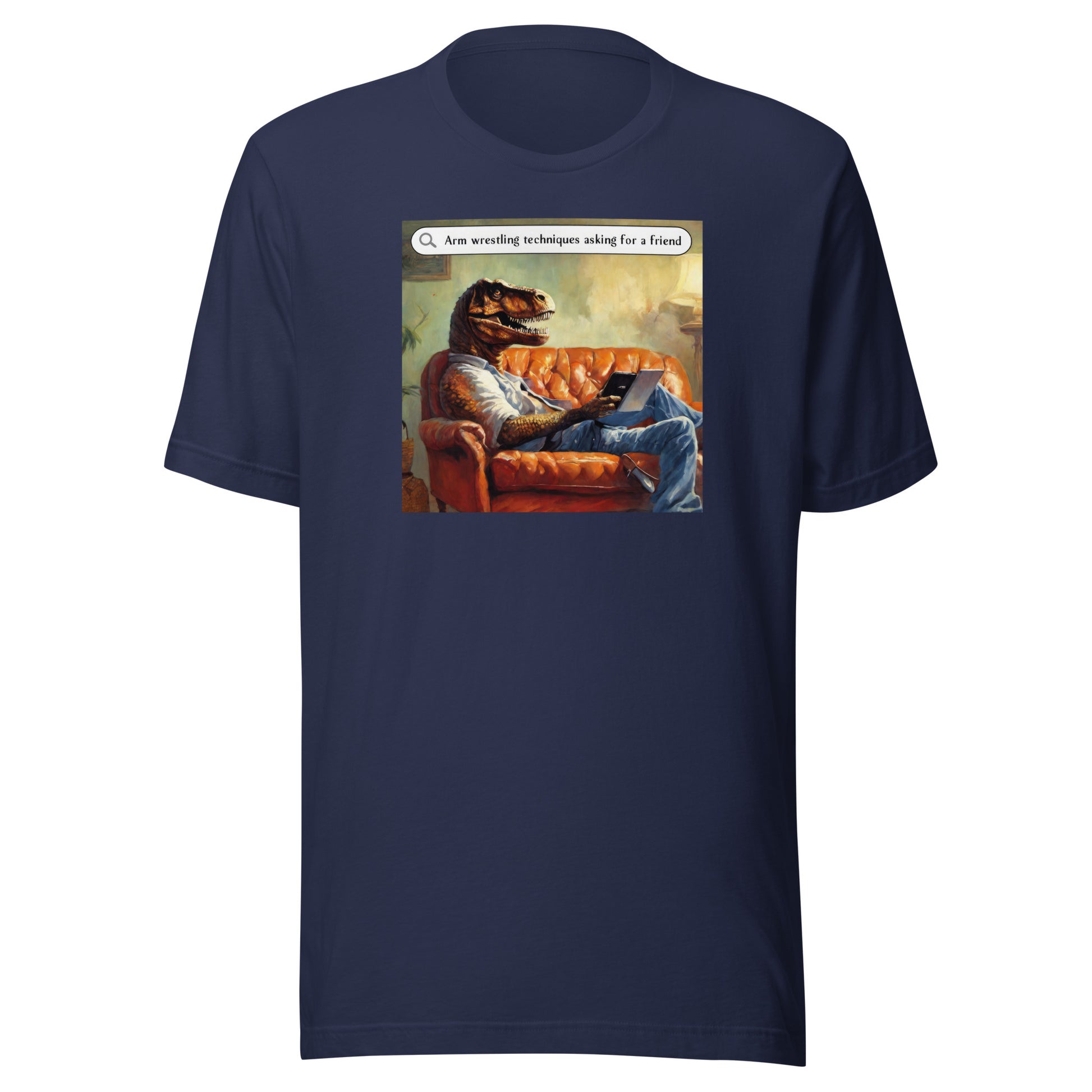 T-Rex Arm Wresting Technique Men's Funny T-Shirt Navy