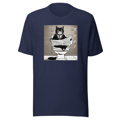 Busy Cat Men's Funny T-Shirt Navy