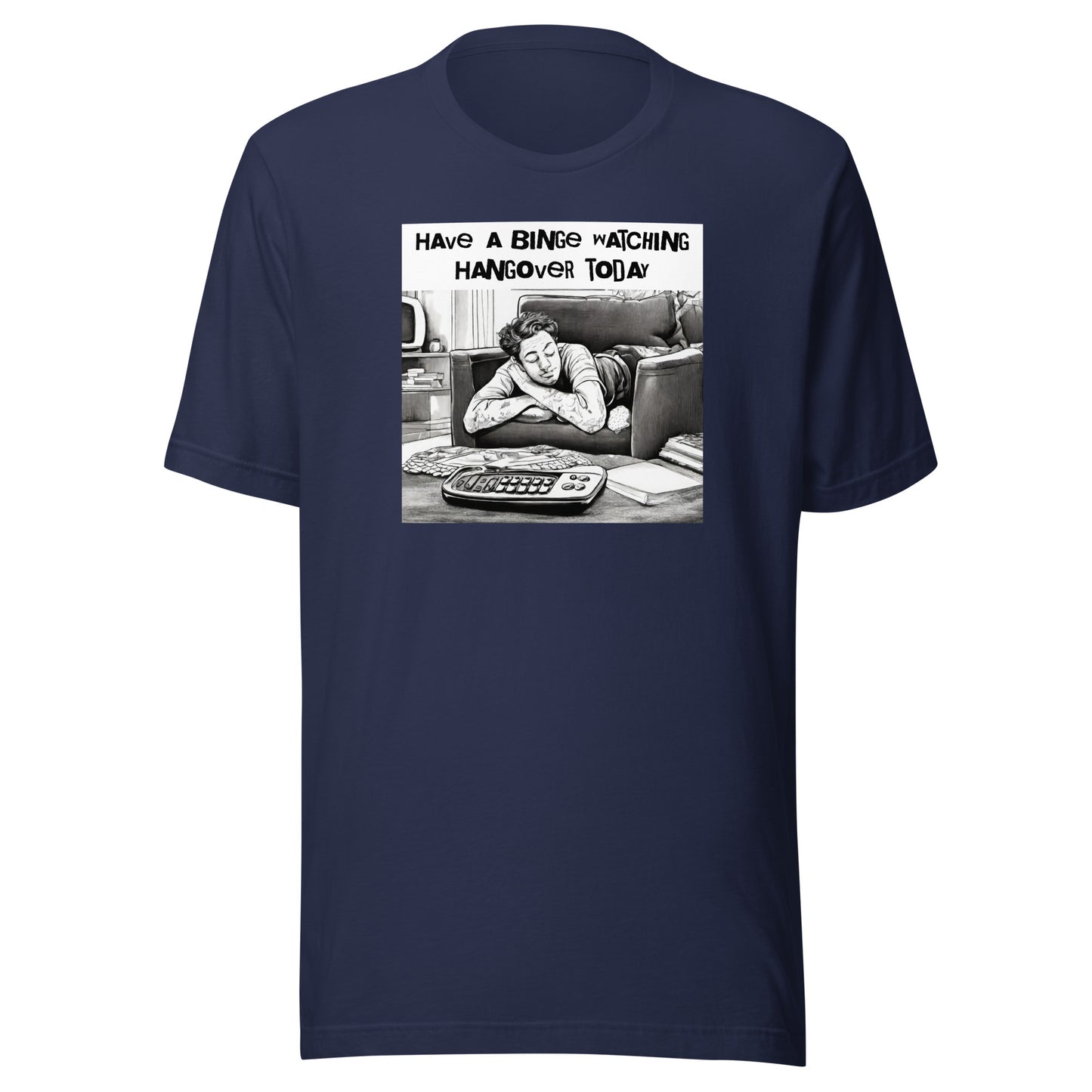 Binge Watching Hangover Men's Funny T-Shirt Navy