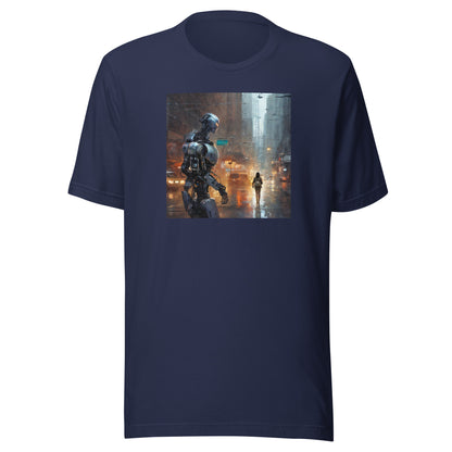 Cyborg in the City Men's Sci-Fi T-Shirt Navy