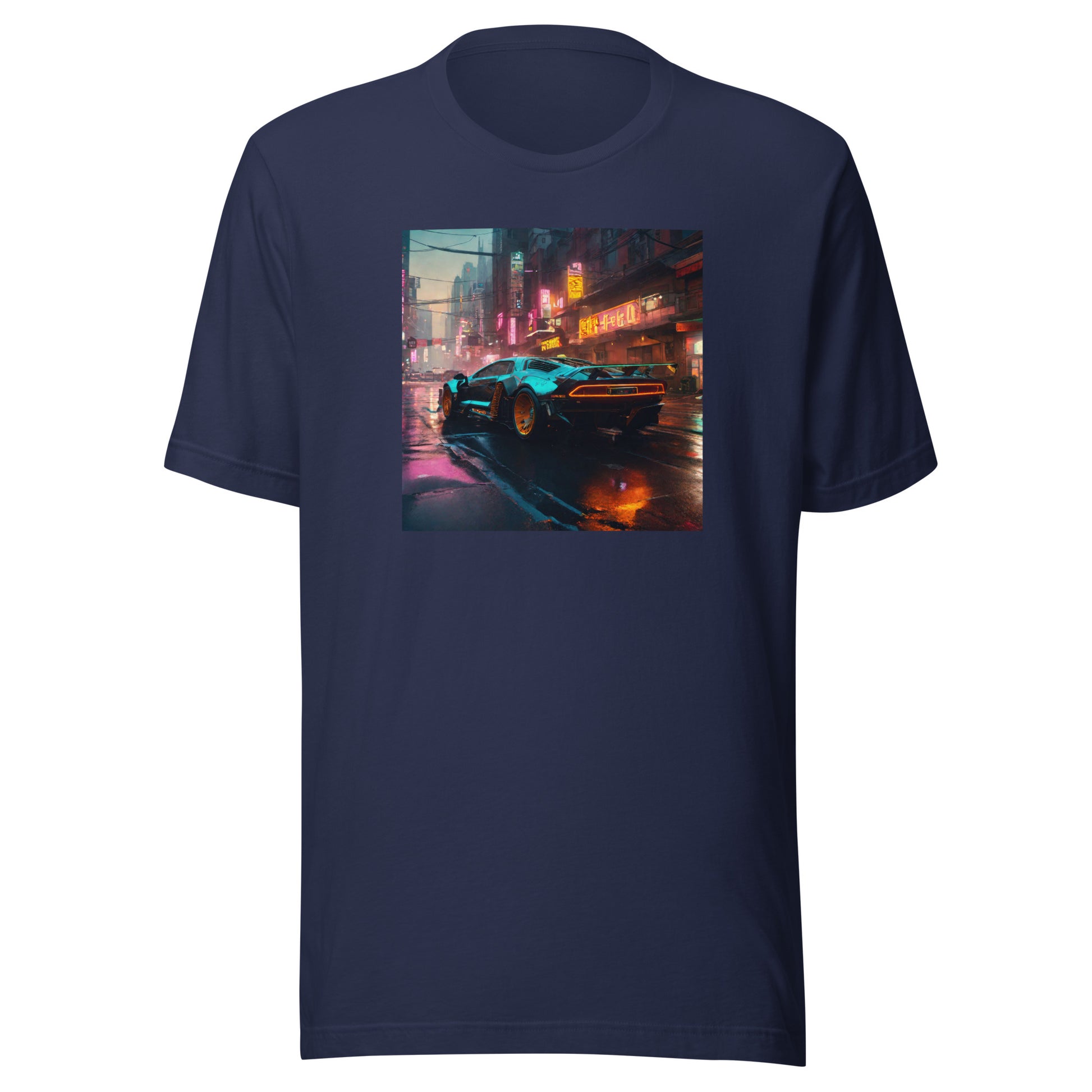 Cyberpunk Car Men's Futuristic T-Shirt Navy