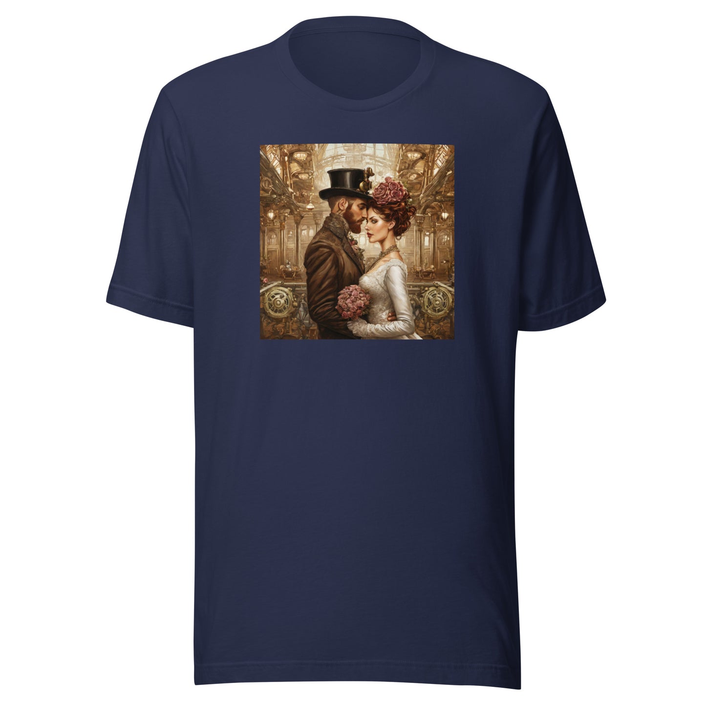 Gears & Lace Steampunk Wedding Men's T-Shirt Navy