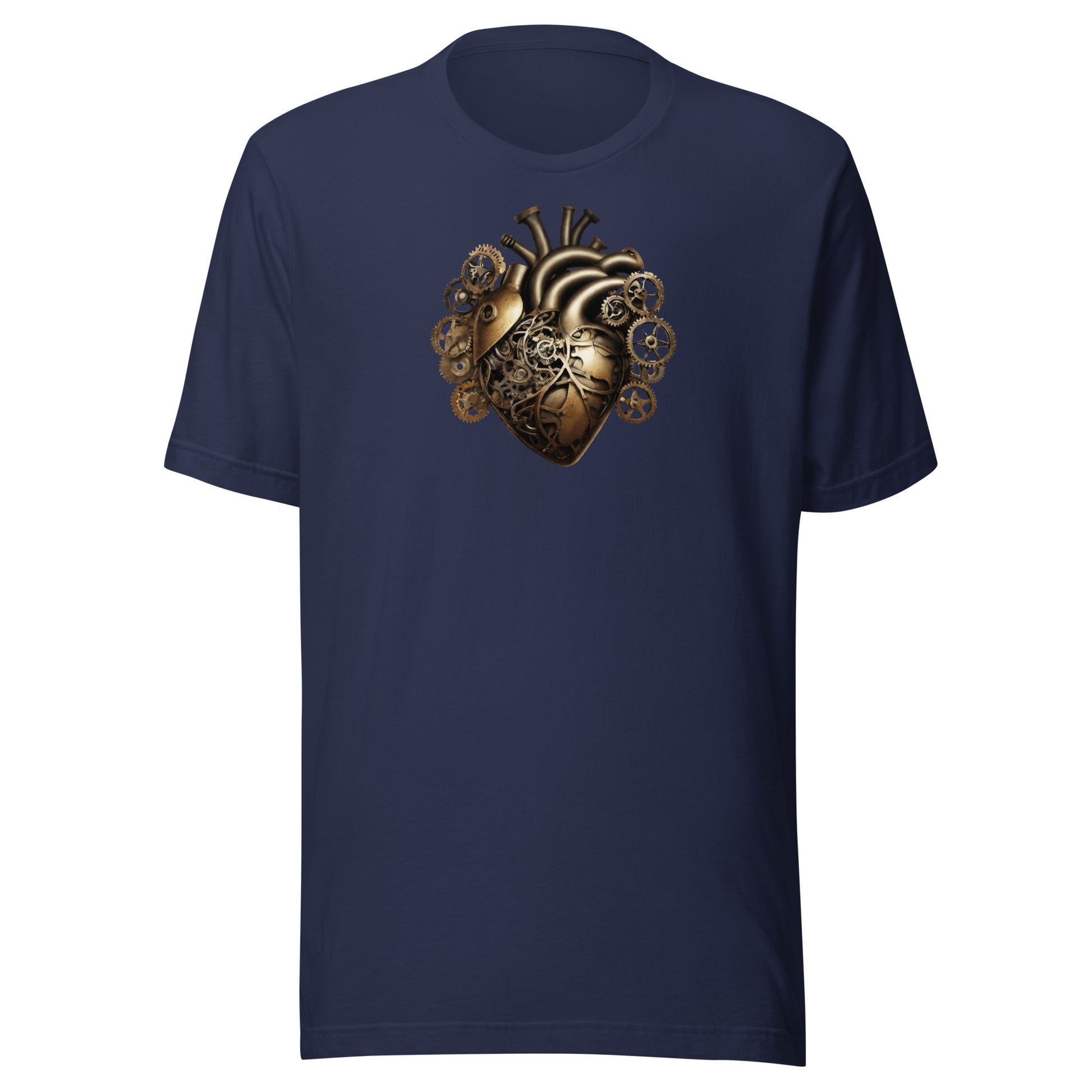 Gear and Valve Heart Men's Steampunk T-Shirt Navy