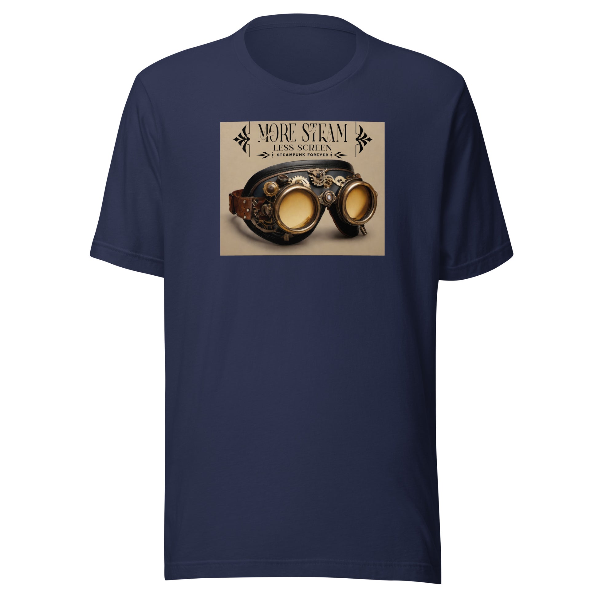 More Steam Less Screen Men's Steampunk T-Shirt Navy