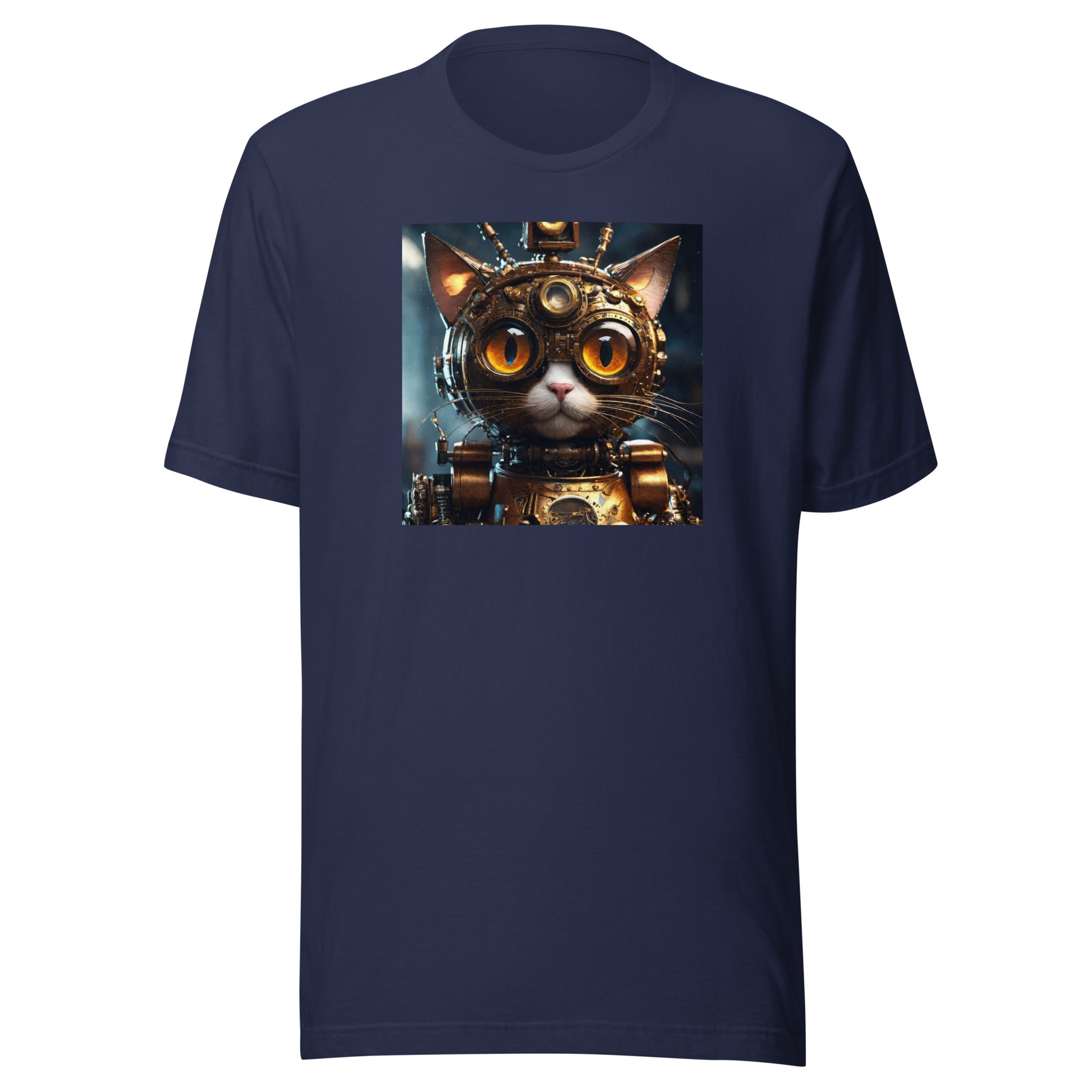 Retro-Futuristic Feline Men's Graphic Tee Navy