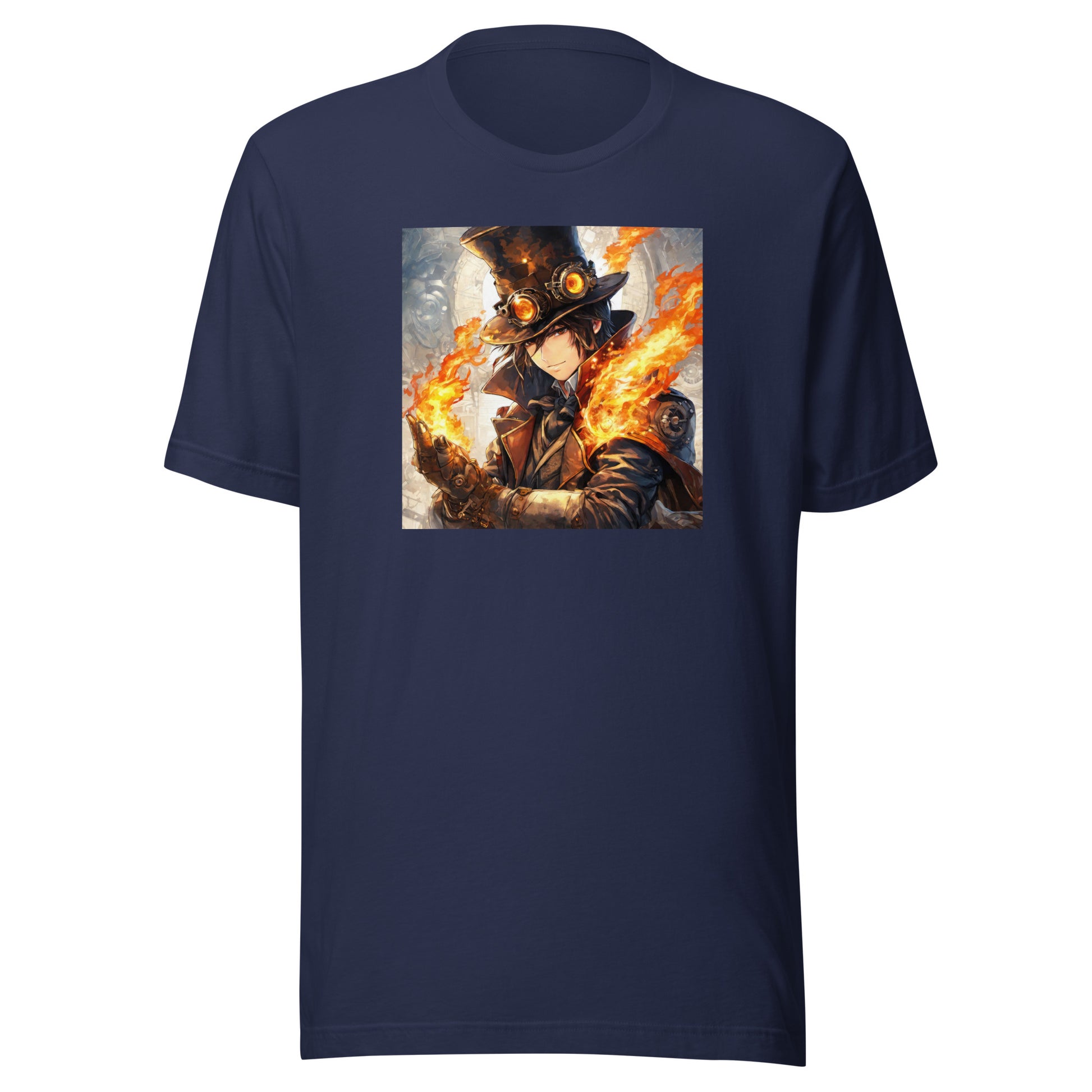 Steampunk Firebender Men's Anime T-Shirt Navy