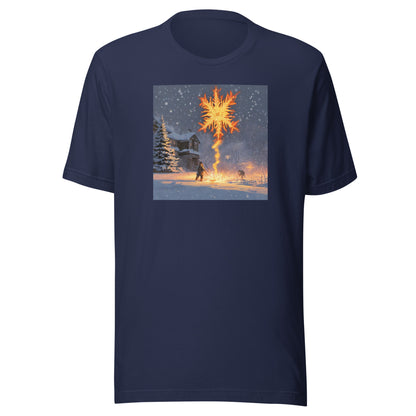 Fire from Ice Snowflake Men's Anime T-Shirt Navy