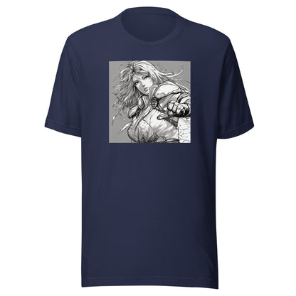 Fearless Swordmaiden Men's Anime T-Shirt Navy