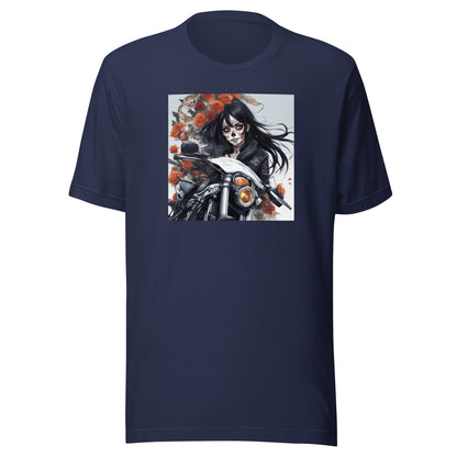 Day of the Dead Biker Close Up Men's Anime T-Shirt Navy