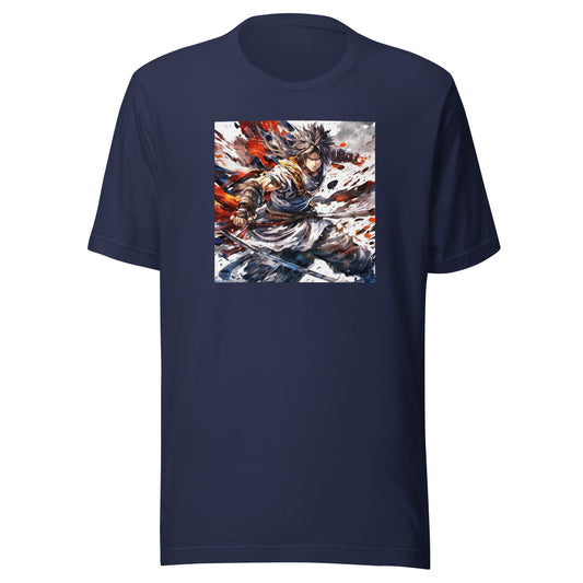 Mid Battle Action Men's Anime T-Shirt Navy